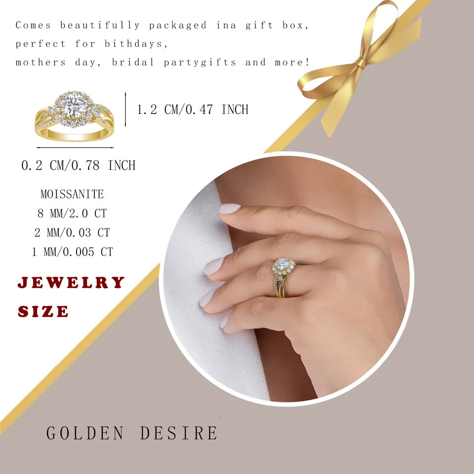 2.6ctw Flowering Flower Halo Engagement Ring -18K Gold Plated S925 Silver Promise of Eternal Blooming 250325