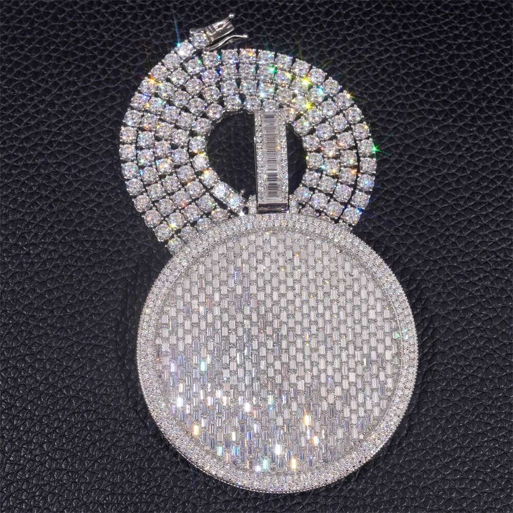 Sterg Sier Round Ladder VVS Moissanite Fashion Pendant Hip Hop Style With Certificate