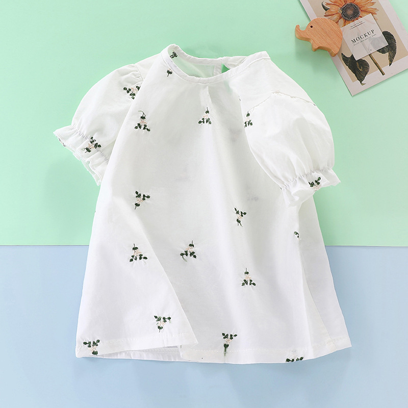 Ddmyshoesvip Girls T Shirt Summer Edition New Girl Baby Korean Half Western Style Flower Bud Sleeve Children S Pure Cotton Bottom Top