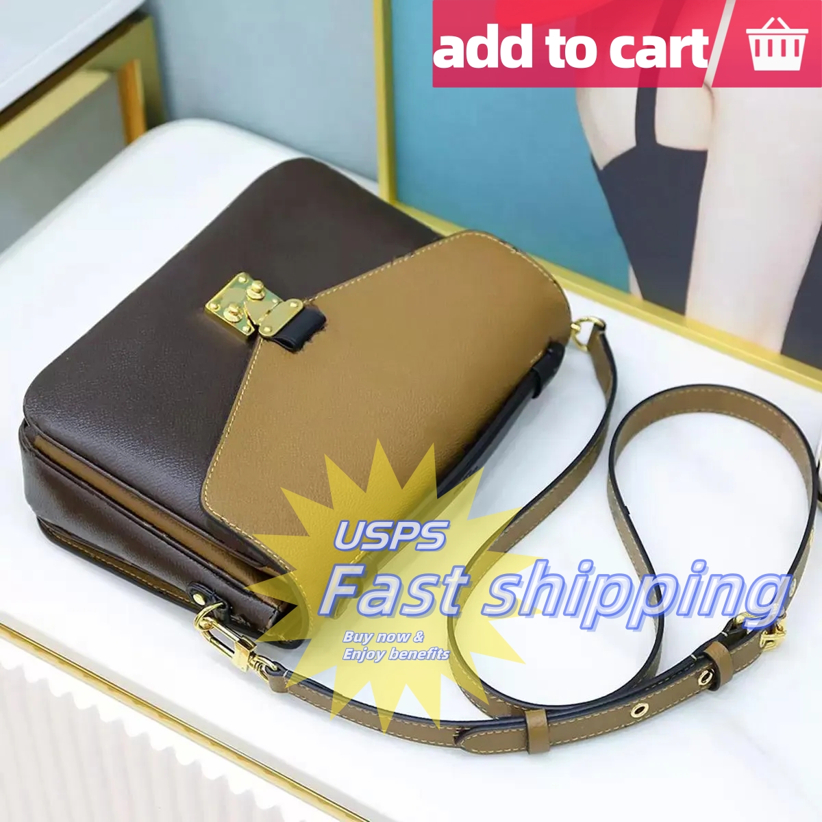 High Quality Bag Handbag women Sale Discount Genuine Leather Match Pattern Brown Floral Serial Number Shoulder Bag with Letters Plaid