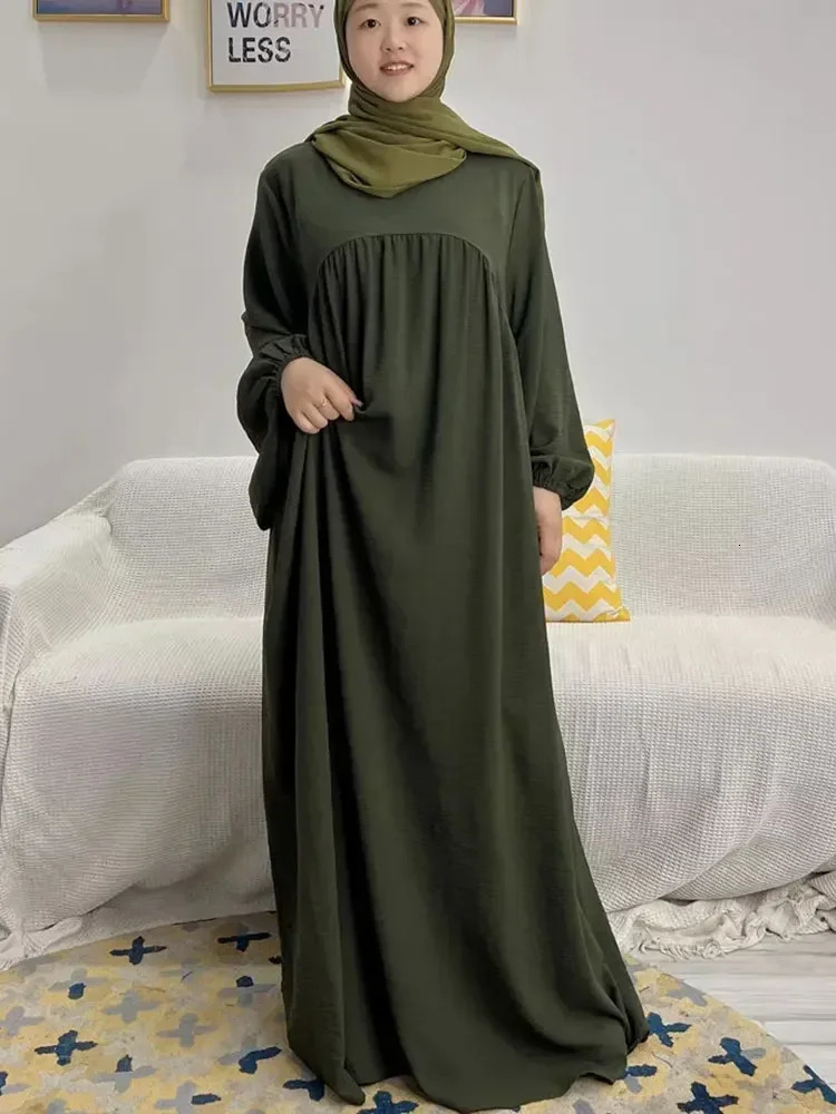Ordinary Prayer Abaya Womens Balloon Sleeve Muslim Long Dress Islamic Abayas Ramadan Loose African Dubai Headscarf Robe Kaftan 250409