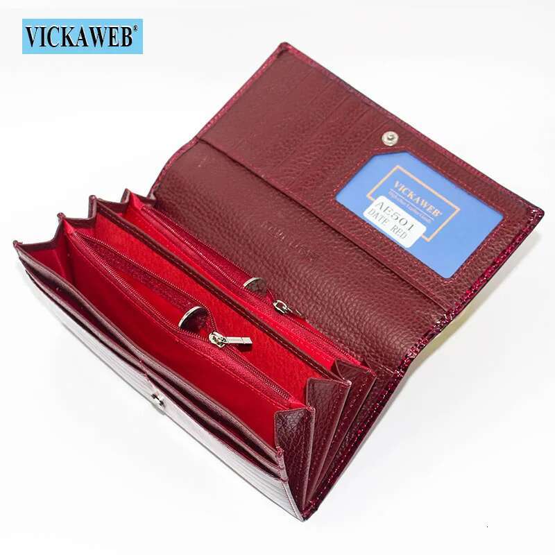 Free Gift Genuine Leather Women's Wallets Long Ladies Double Zipper Wallet Clutch Money Bag Design Purse Fashion Purses Vk-Ae501