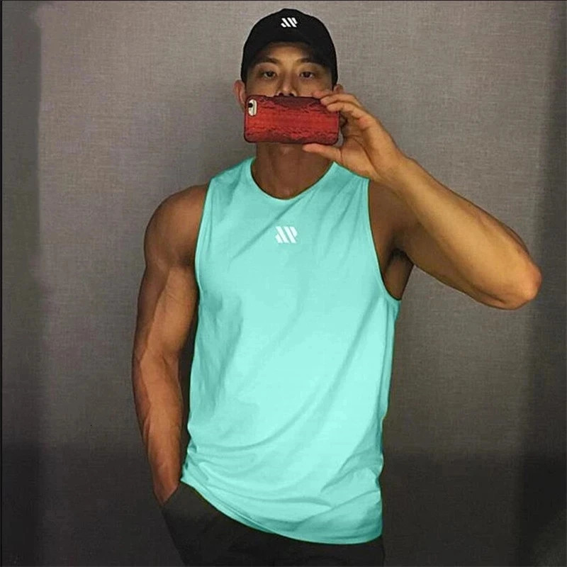 Mens fitness gyms Tank top men Fitness sleeveless shirt Male mesh breathable Sports vest Undershirt Gyms Running vest men 250403