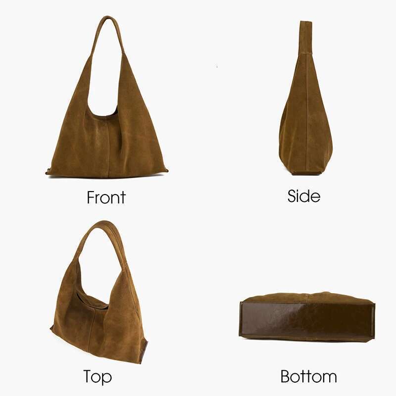 Donna-In Genuine Suede Hobo Shoulder Bag Natural Cow Leather Large Crescent Casual Tote Bags Fashion Commute