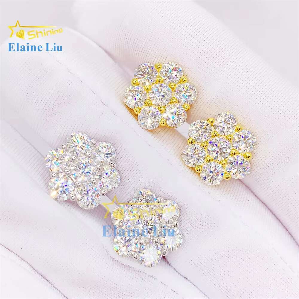 Pass Diamond Tester 12mm Earring Fashion Vvs Moissanite Diamond Luxury S925 Sterling Silver 18k Gold Plated Stud Earrings