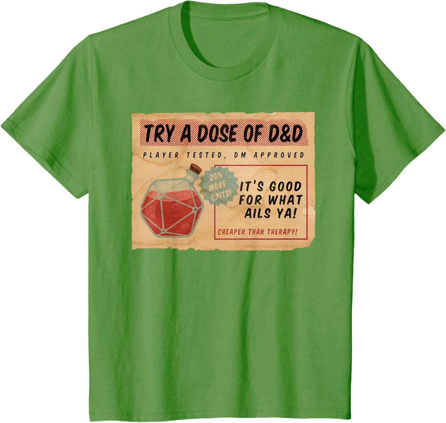 T shirt for Mens Vintage Ad D20 Healing Potion Graphic Tee Casual Tops Clothes Short sleeve cool