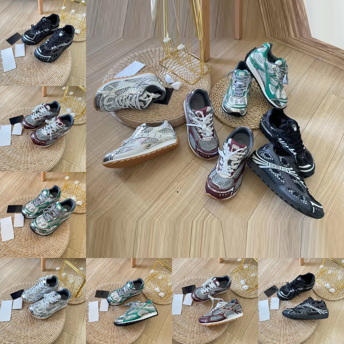 Casual Shoes Women Luxury Designer Sneaker Fashion Mesh Nylon Fabric Sliver Parakeet White Black Merlot Lady Platform Trainers Sports Sneakers Jogging Walking