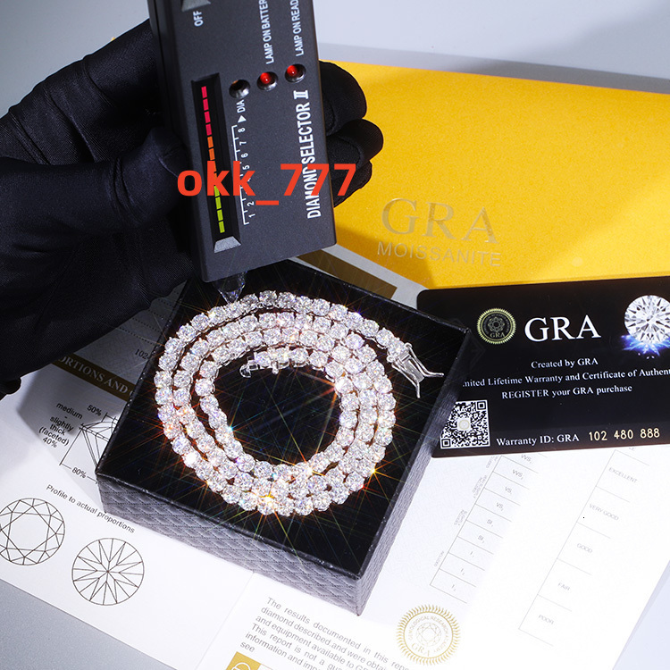 RTS Passed Diamond Tester Tennis Chain S925 Silver with Iced Out Vvs Moissanite Tennis Necklace for Women Necklace