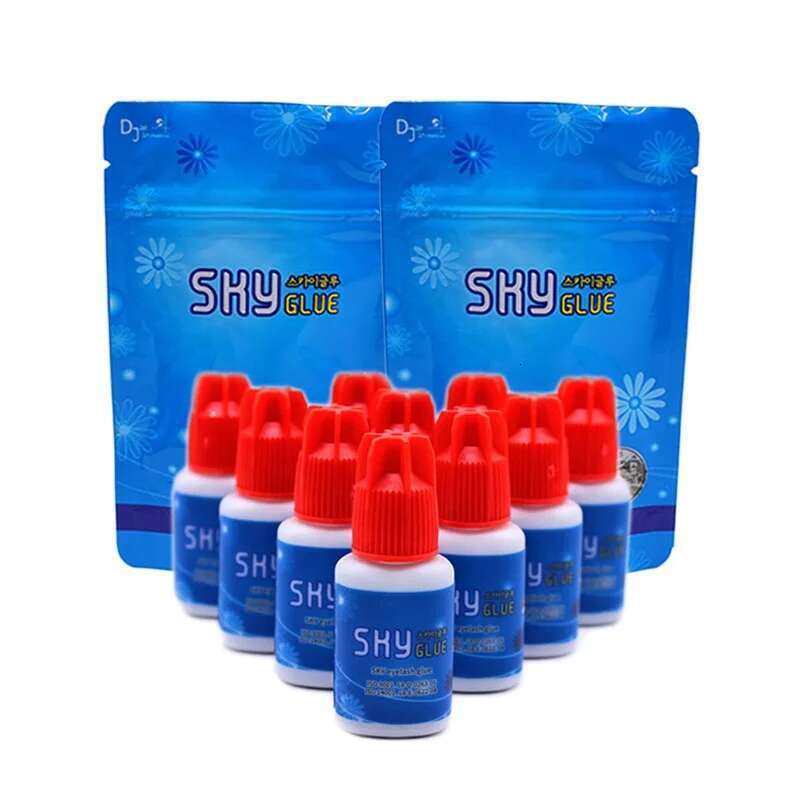 5/10 Bottles Original Korea Sky With Red Cap 1-2 Seconds Dry Time 6-7 Weeks Fastest and Strongest Eyelash Extensions Glue