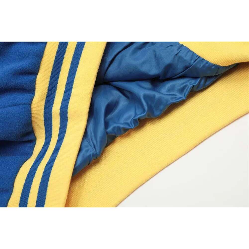 Letter Embroidery Contrast Baseball Mens Retro High Street Autumn Winter Stand Collar Long Sleeve Letterman Jacket