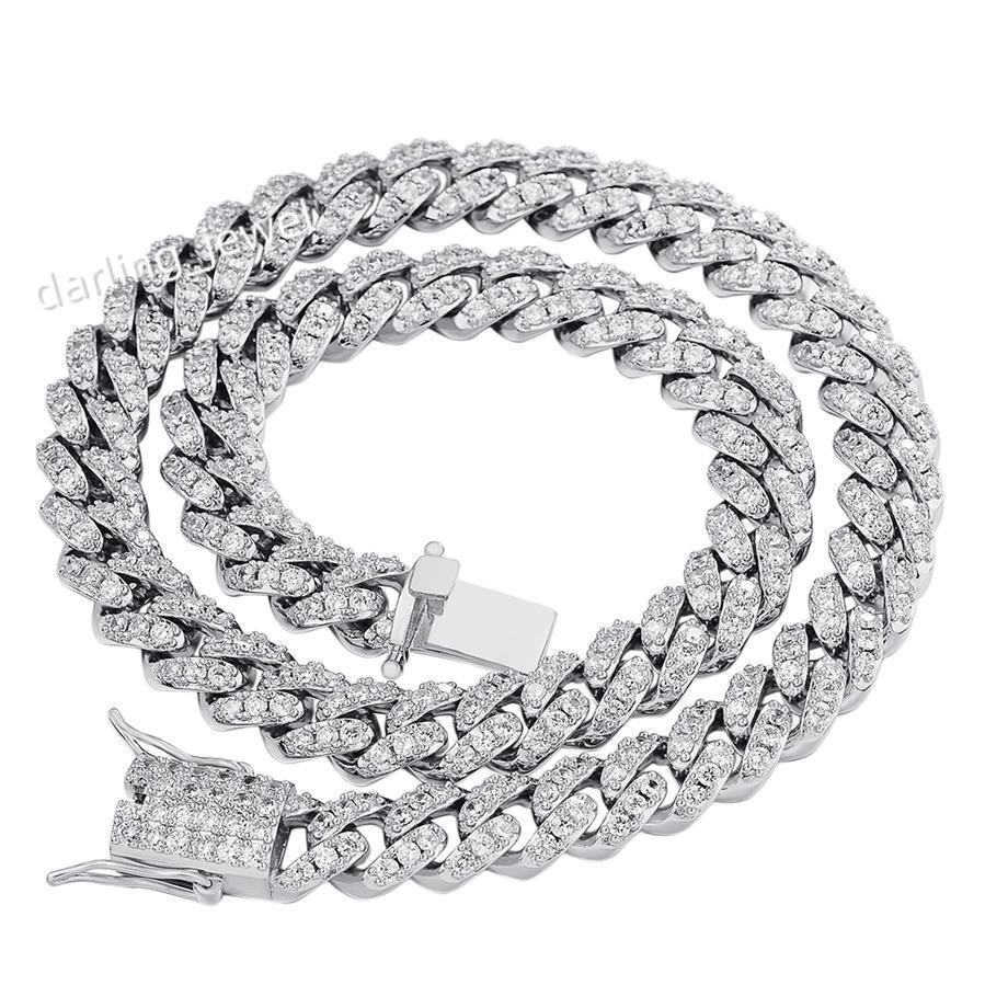 High Quality Hip Hop Jewelry 10mm VVS Moissanite Diamond White Gold Platinum Gold Plating Solid 925 Silver Cuban Link Necklace