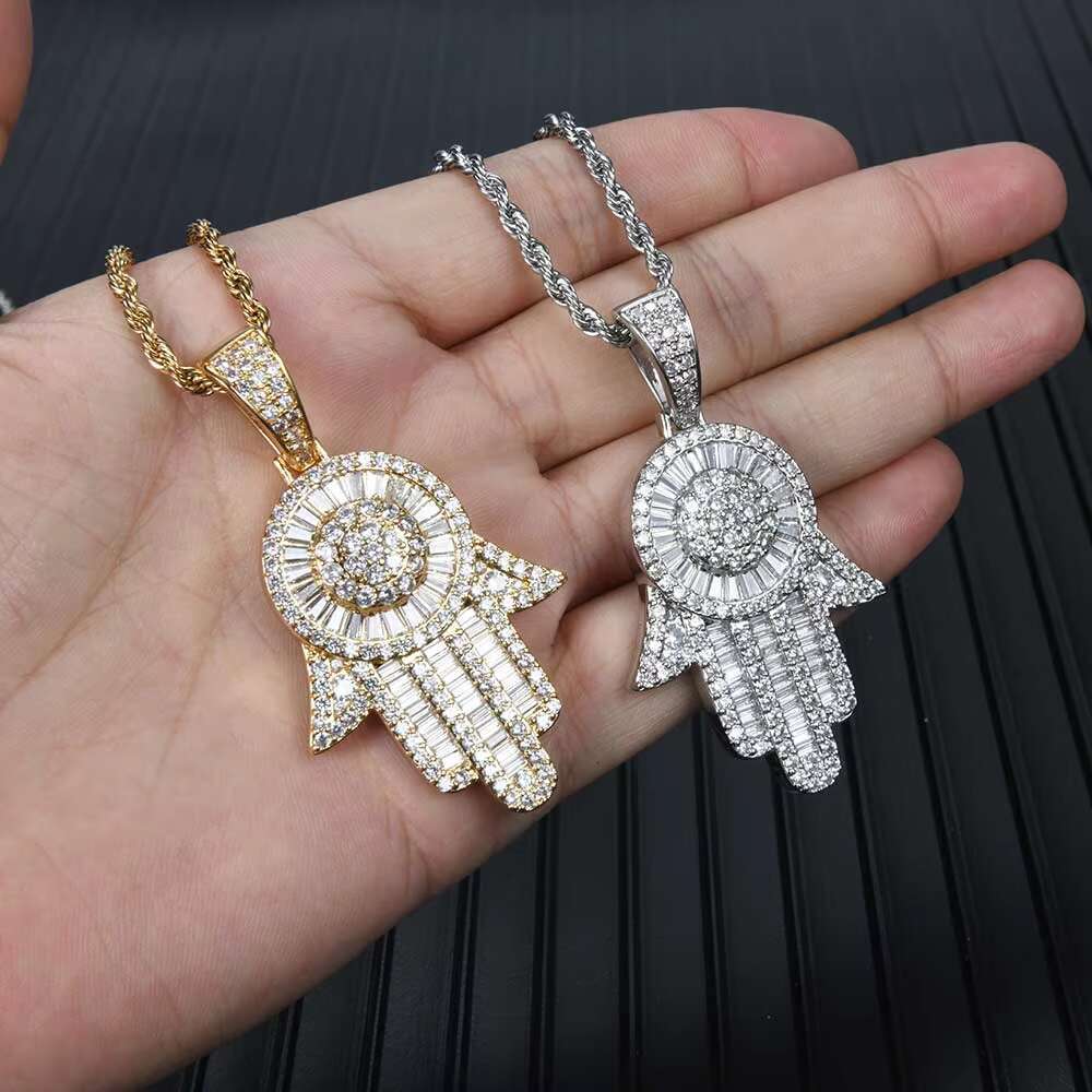 Iced Out Chain With Custom Pendant Silver White Gold Plated Custom Moissanite Pendant Fine Jewelry