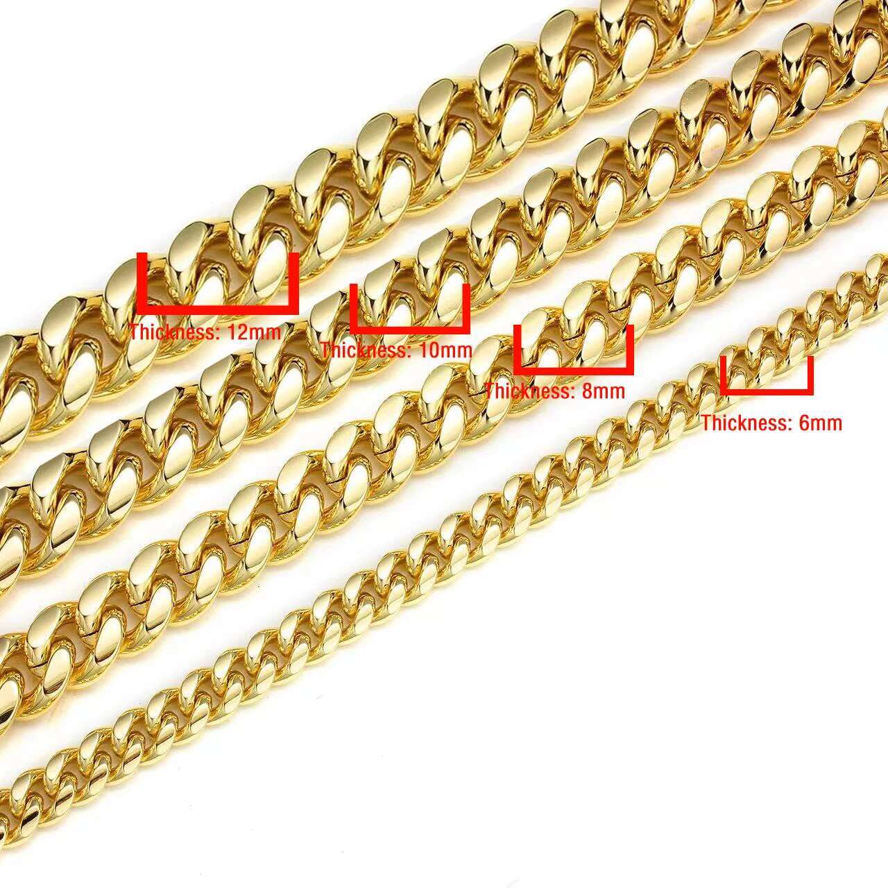VCT 18mm Long Lock Rectangular Zircon Prong Set Cuban Necklace Ice Crystal Small Crystal Zircon Chain Hip Hop Rock Jewelry