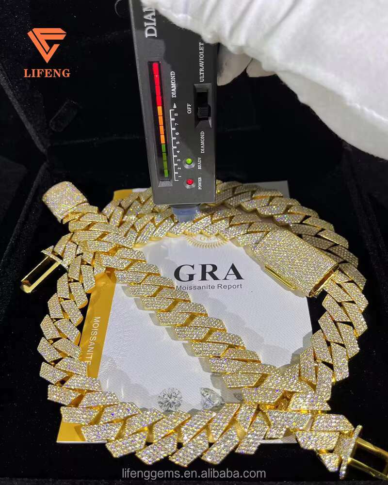 20mm Hip Hop 18K Gold Cuban Link Chain Iced Out 925 Sterling Silver VVS Moissanite Diamond Necklace Custom Fine Jewelry for Men