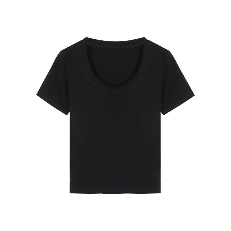 2025S Designer Women S T Shirt Solid Color Simple U Neck T Shirt For Women Summer New Korean Version Slim Fit Versatile Short Sleeved Student Top Ins 