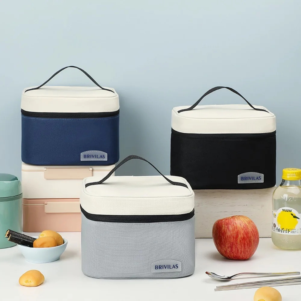 Square insulated bag waterproof and oil resistant large capacity lunch student work portable 250408
