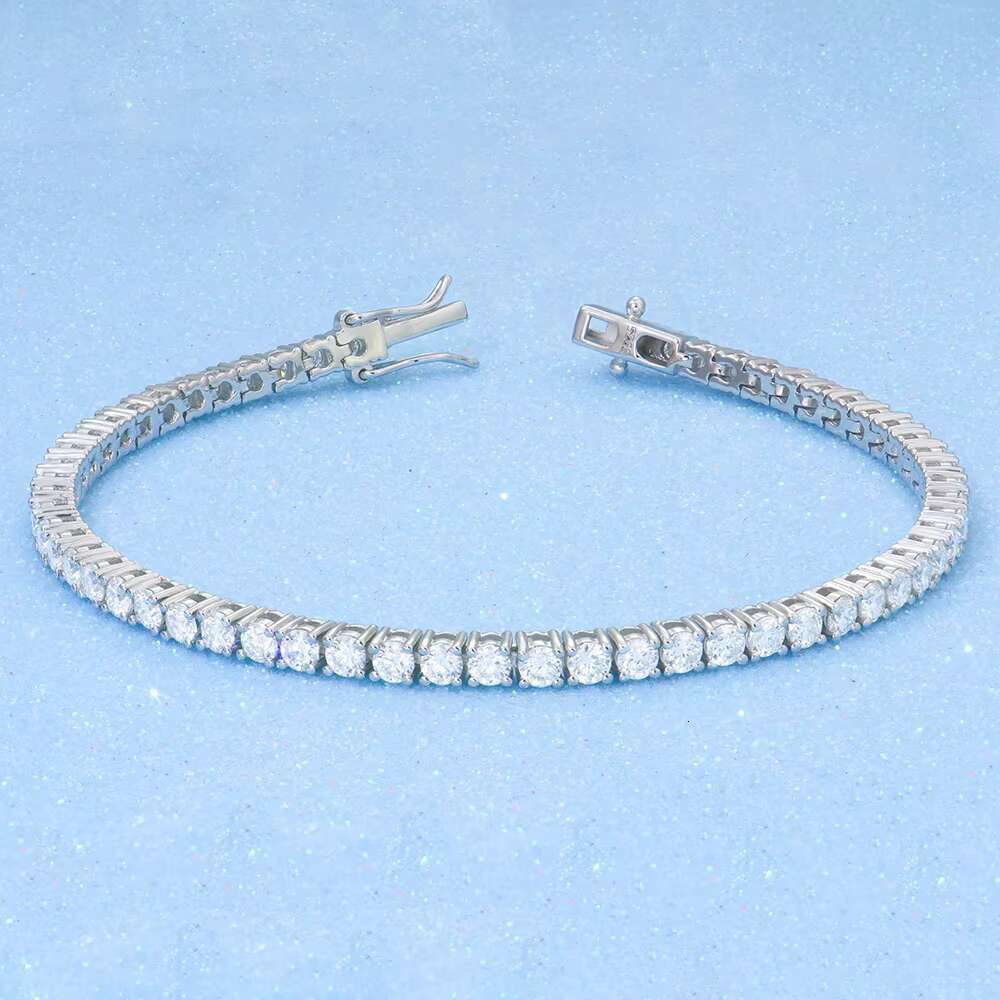 Trueya Jewelry Wholesale Iced Out Gold Plated Pass Diamond Tester Clustered VVS Silver Moissanite Tennis Bracelet Link Chain