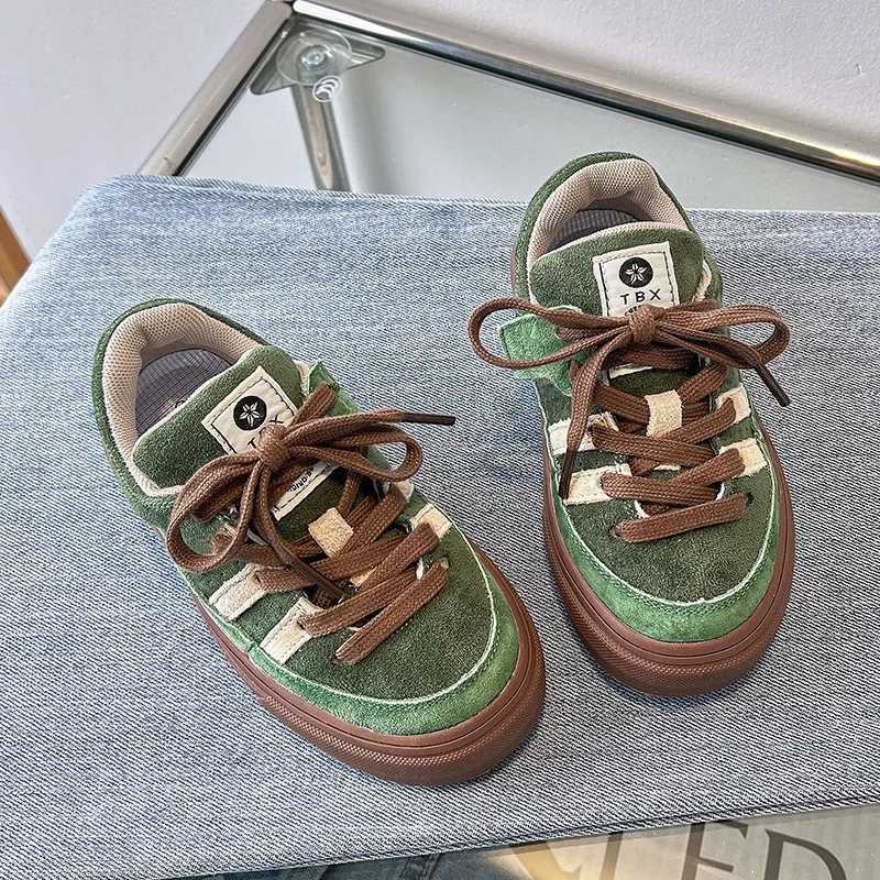 Childrens girls boys genuine leather lace tennis shoes childrens coaches childrens autumn unisex walking and running shoes X250409