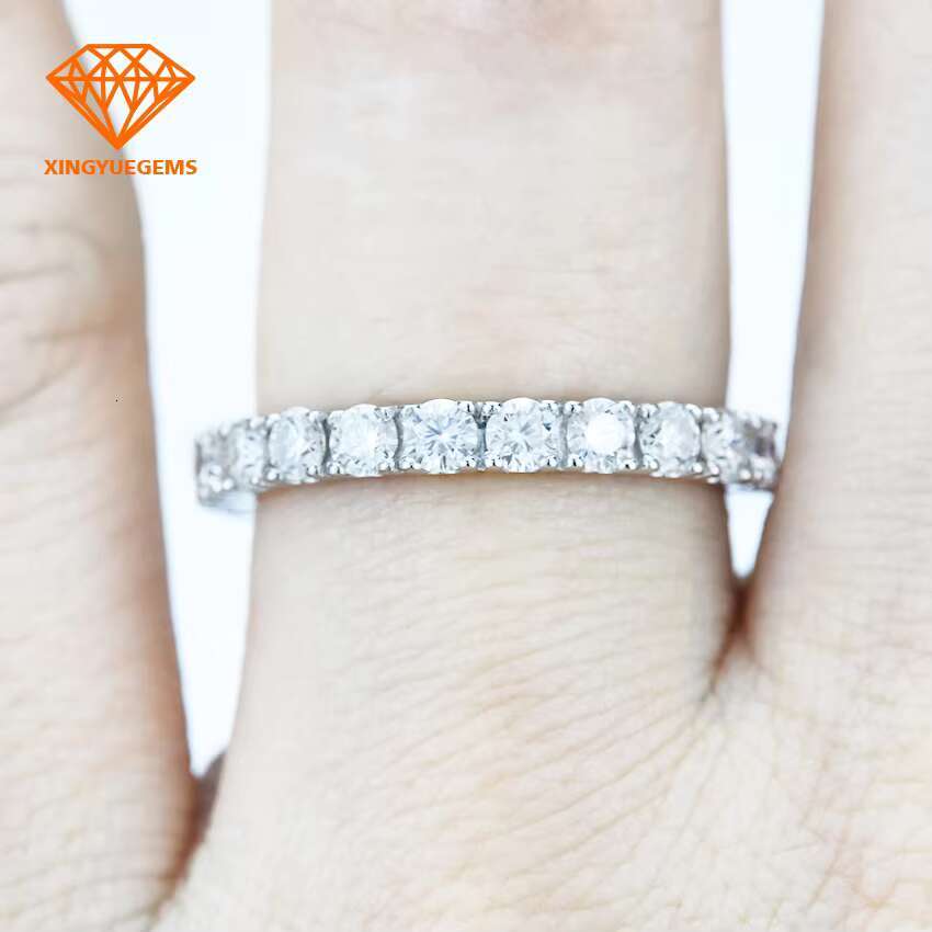 Trendy14/18k White Gold Jewelry Rings High Grade Colorless VVS Moissanite Diamond Wedding Rings