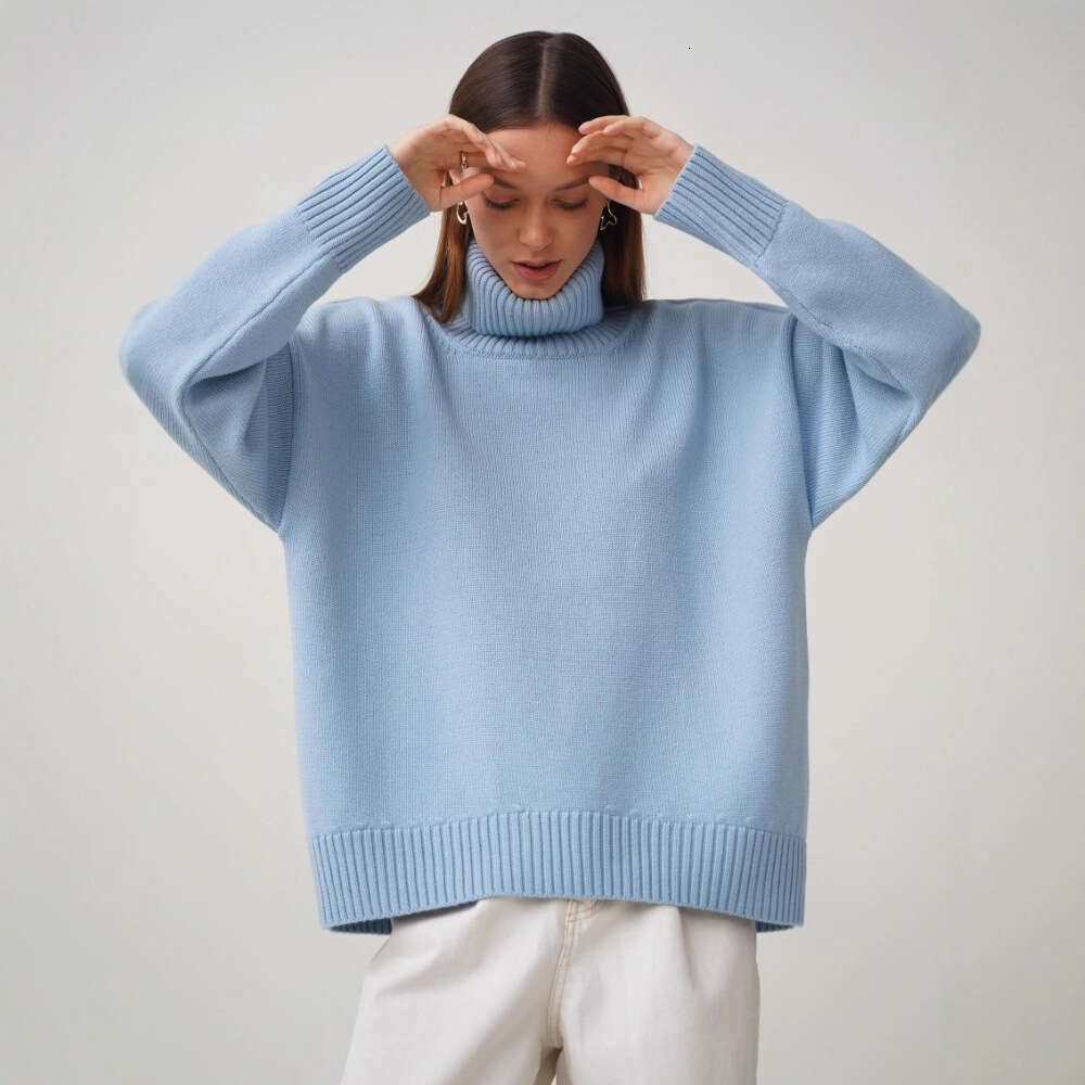 Solid Color Turtleneck 2025 Autumn Winter Comfortable Loose Classic Versatile Elegant Pullover Sweater women's knitwear