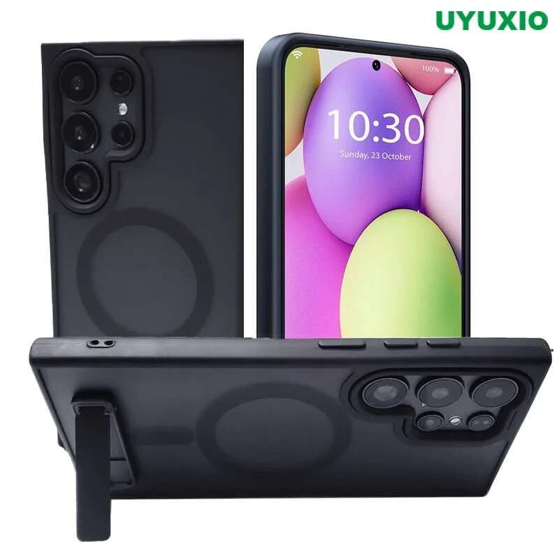 UYUXIO Magnetic Stand Mobile Phone Case for Samsung Galaxy S25 Ultra S24 S23 FE S22 Plus Cover Kickstand Cases with Holder