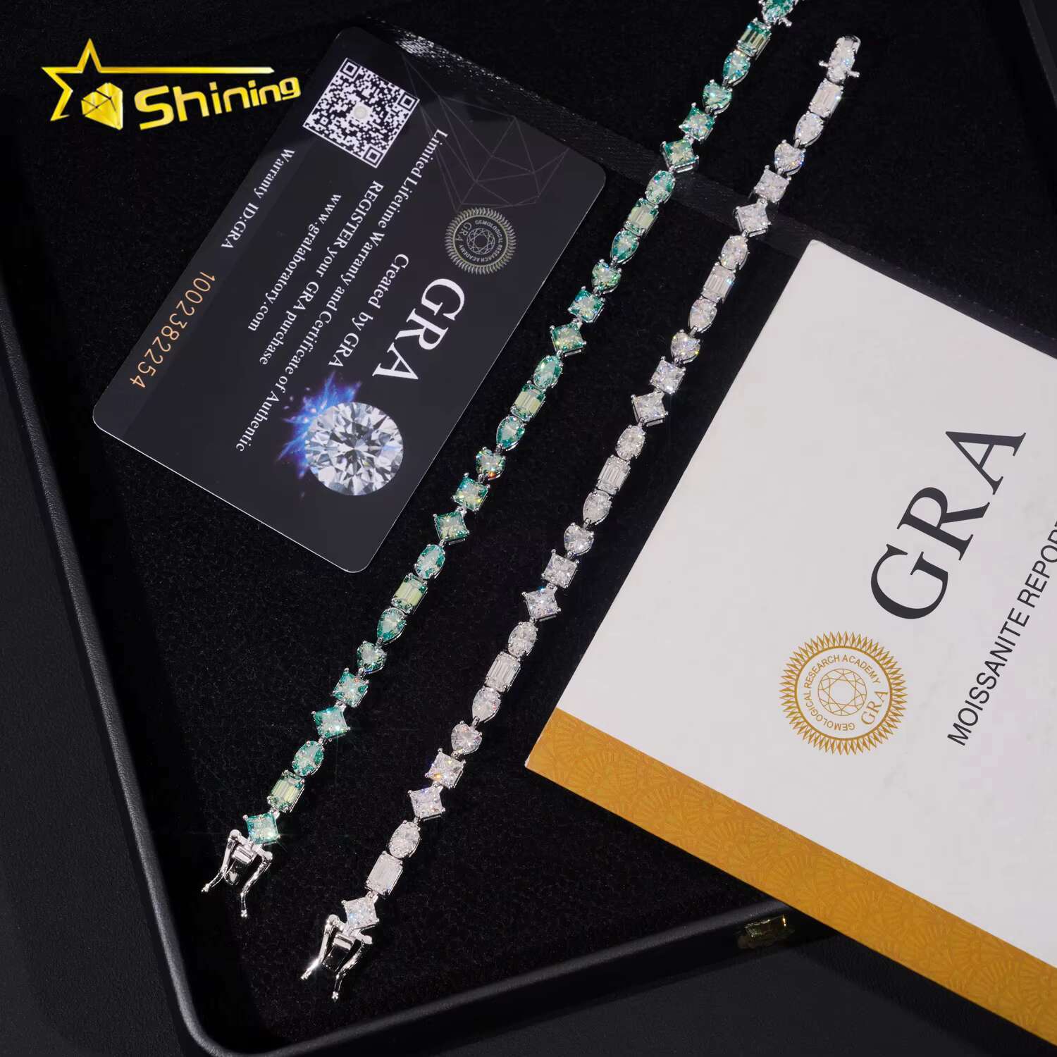New Arrival Fancy Cut Moissanite Pass Diamonds Tester Diamonds 925 Sterling Silver Gold Plated Women Men Unisex Tennis Bracelet