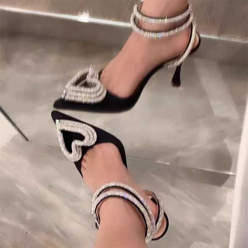 New Arrival Designer Summer Party Wedding Women Pumps Sandals Elegant High Heels Stiletto FAshion Heart Shape Crystal Female Shoes T250409