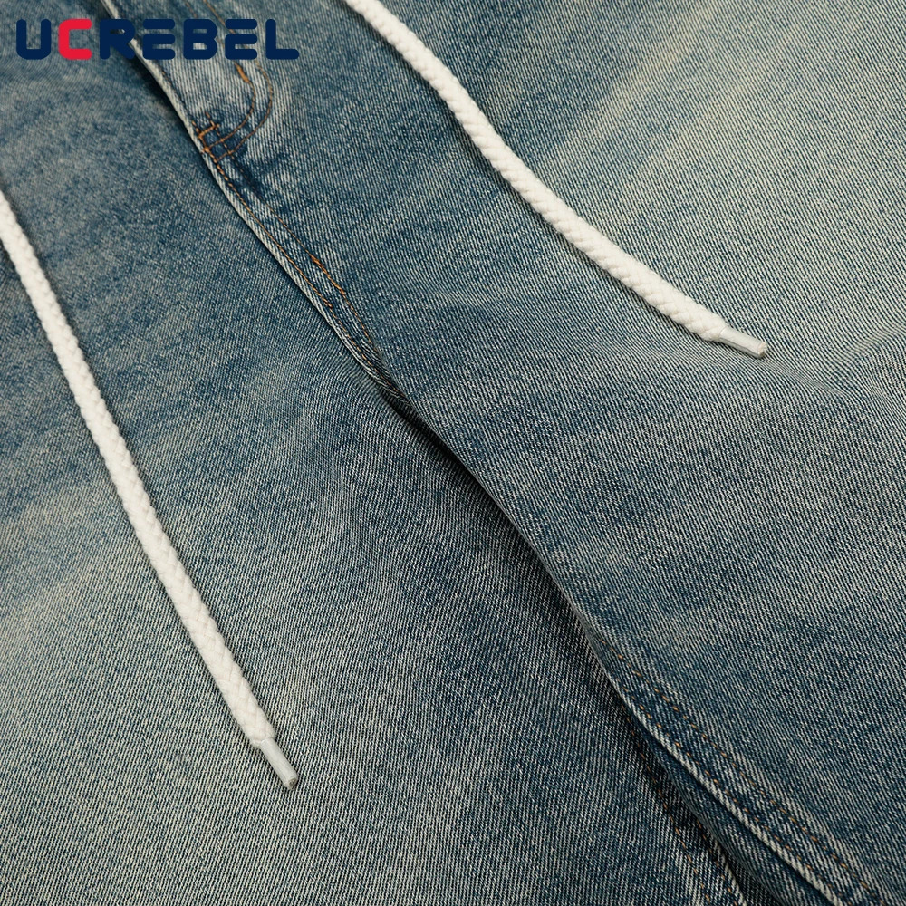 dip galvanized mens short jeans with retro waistband high street loose wide legs denim shorts cut 250409