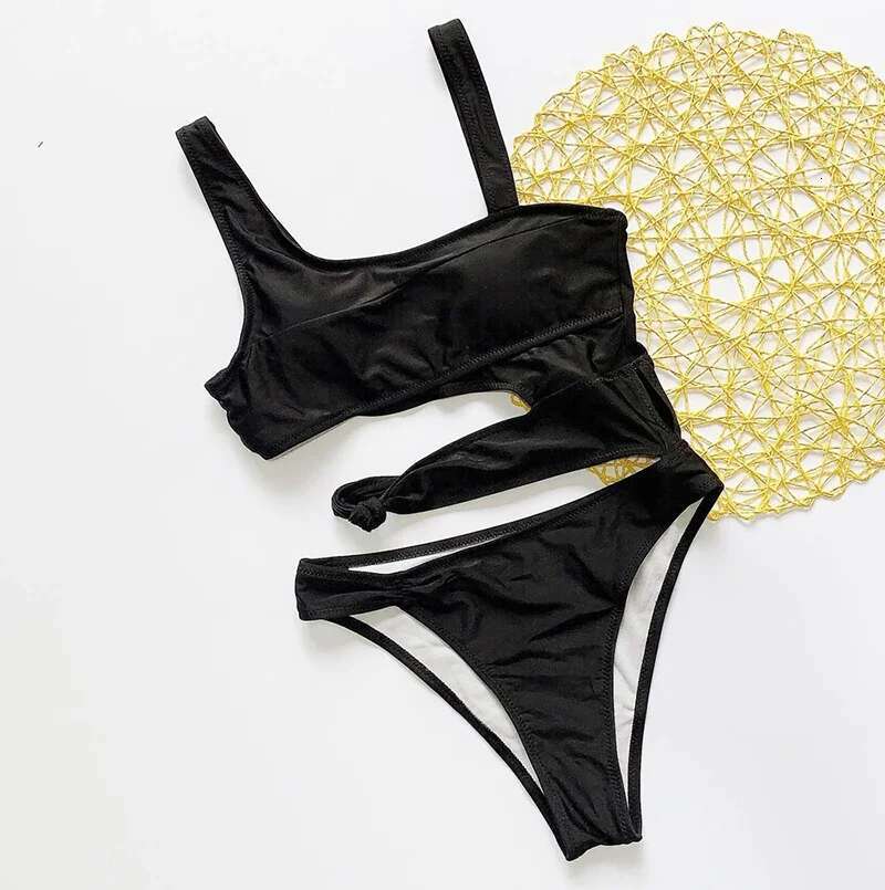 Sexy Set One Bikini One-Piece Swimsuit 2024 Off Shoulder White Patchwork Swimwear Bodysuit Bathing Suit Tankini