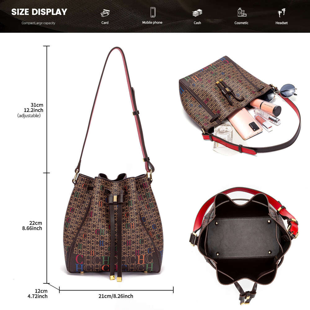 CHCH Drawstring Fashion Trend Bucket Large Capacity Women's Bag