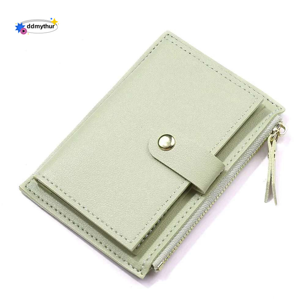 Women Fashion Small Solid Color PU Leather Mini Wallet Credit Card Holder Bags Zipper Coin Purse ddmythur