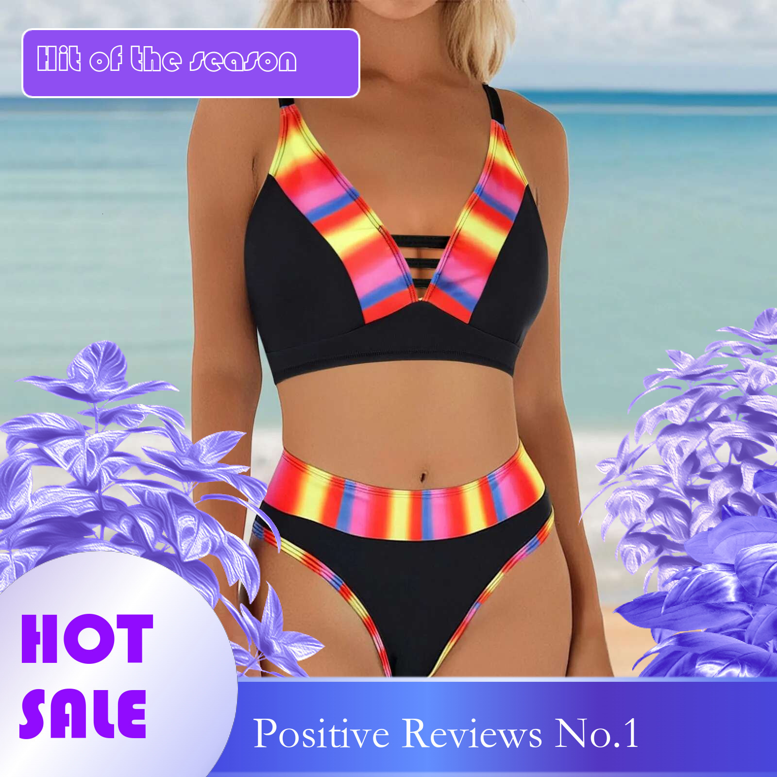 Dongdumaoyi Womens Bikini Sets Triangle Sexy Swimsuit Color Block String Two Piece Bathing Suit High Waisted Set Woman Beach