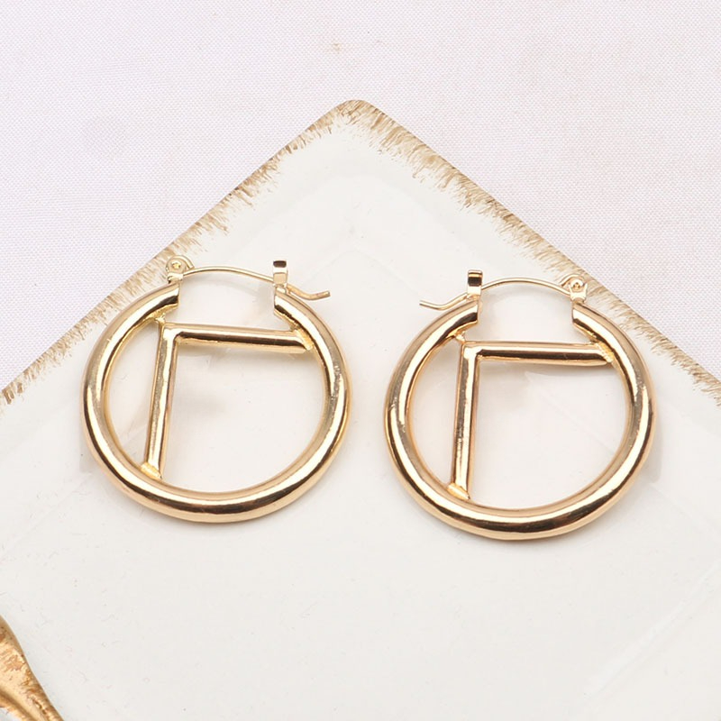 Designer Earrings Double Letter Dangle Earring Round Hoop Earrings Women Wedding Party Gift Jewerlry Accessories