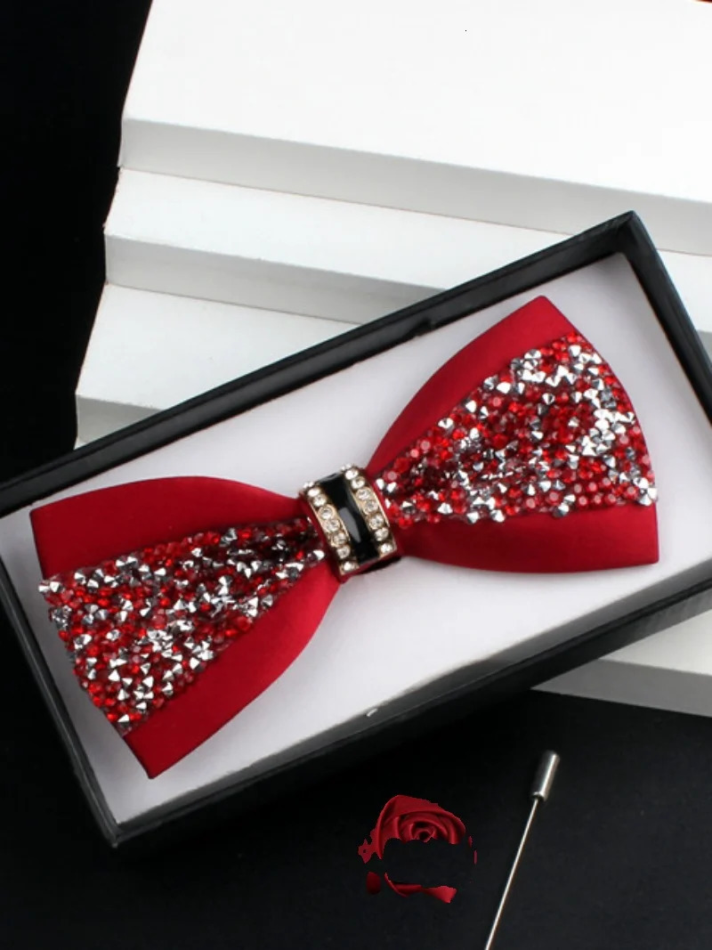 Burgundy black diamond set wedding bow sparkling formal dress host performance bow and tight corset gift box set 250407