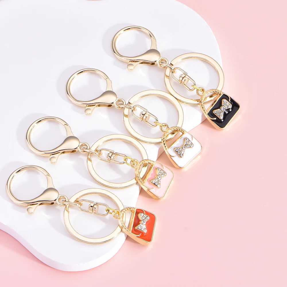 Xiaojingling Fashion Womens Wear Crystal Water Diamond Bow Bag Charm Keychain Bag StudioXJ250409