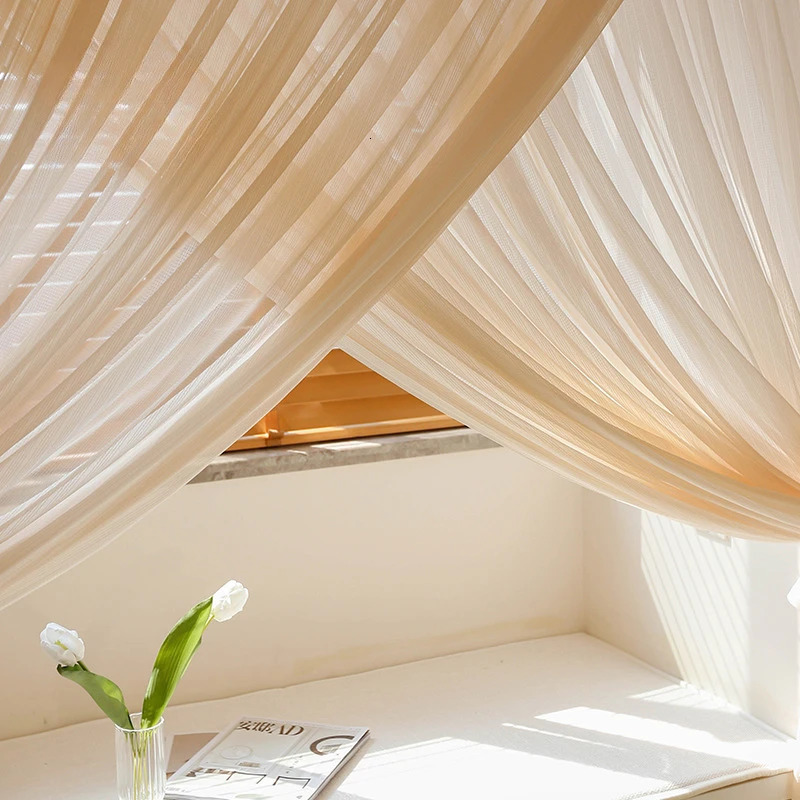 Customized French chiffon girl room living room bedroom dining room ice cream champagne chiffon window decoration 250409
