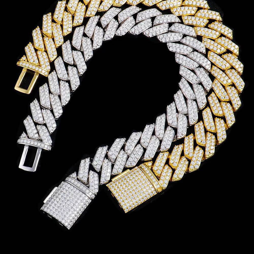 VVS Moissanite Iced Out 14mm Bracelet 925 Sterling Silver Hip Hop Cuban Link Bracelet GRA Certified Wholesale Jewelry