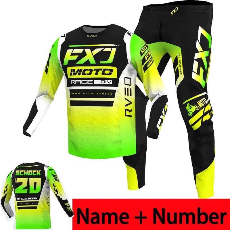 NEW 2024 FXJ enduro motocross gear set mx jersey pants White motorbike clothing mtb carracing suit Off Road equipment