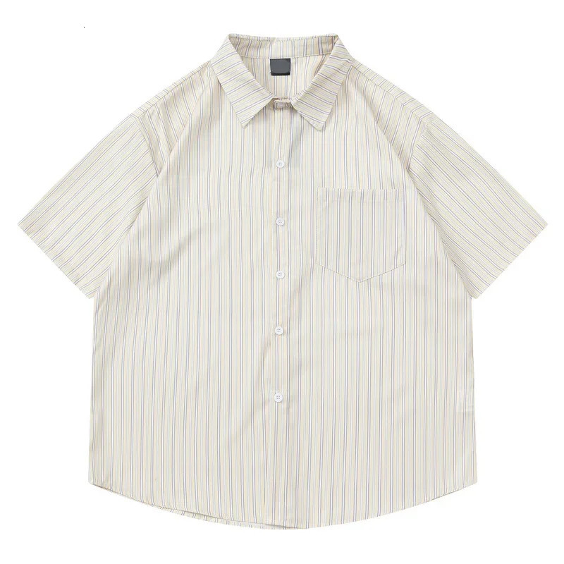 YPRSmens Wear Harajuku style striped full printed short sleeved shirt a fashionable with loose fit suitable for men and womens summer shirts 250408