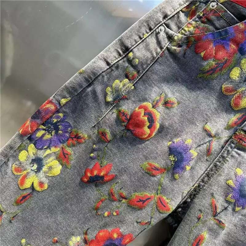 New Men American Retro Hip Hop Fashion Print Jeans Male Haruku Punk Gothic Wide Pants Couple Casual Denim Pants