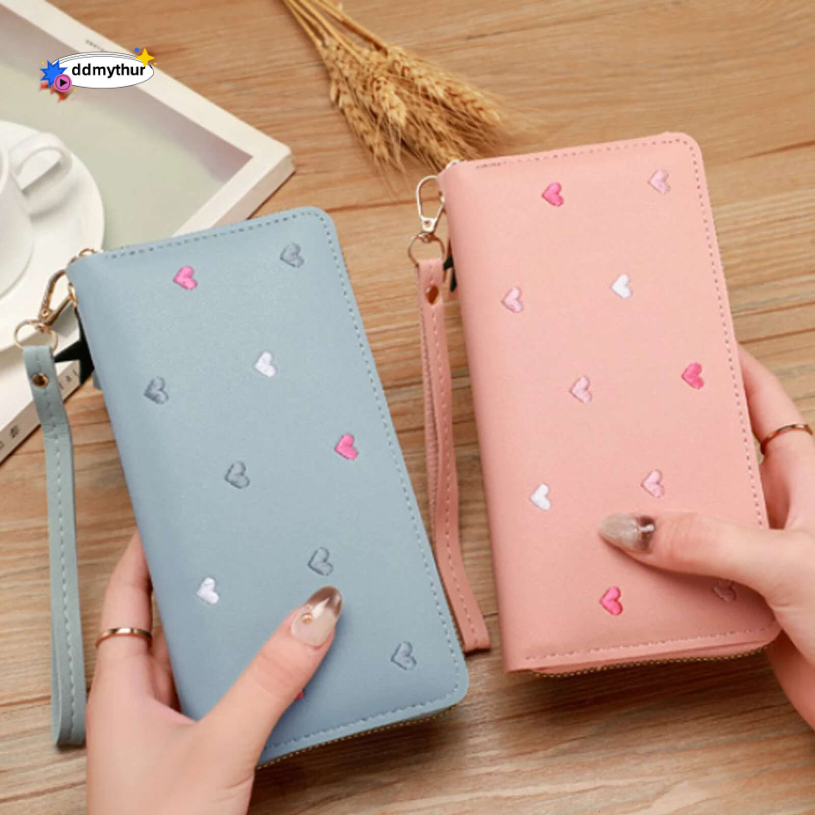 Fashion Women Long Purses Love Heart For Ladies Girl Money Pocket Card Holder Female Wallets Phone Clutch ddmythur