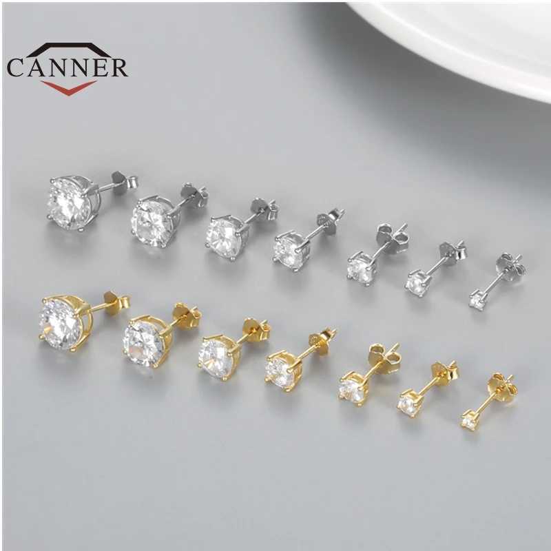 CANNER 2/3/4/5/6/7/8mm 925 Sterling Silver Small Zircon Crystal Stud Earrings for Women Mini Piercing Earring Jewelry Pendients Z250408