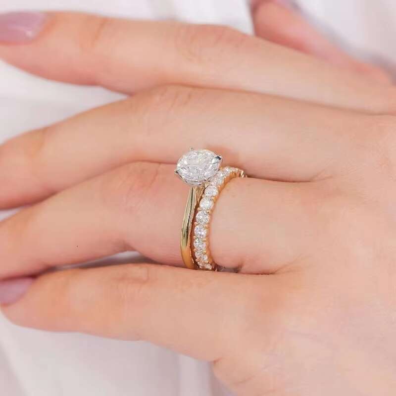 Customized High Jewelry 2ct Moissanite With GRA Certificate Gold Ring Classic 4 Claws 18k Yellow Gold Wedding Ring