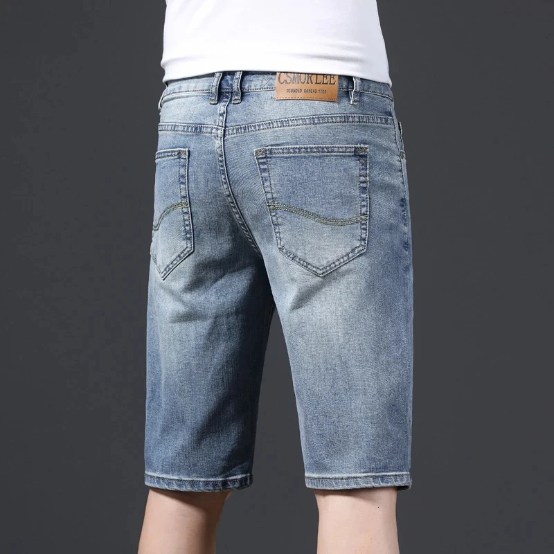 Stretch Thin Bermuda Mens Cotton Denim Jeans Knee Length Soft Ropa Hombre Shorts 250409