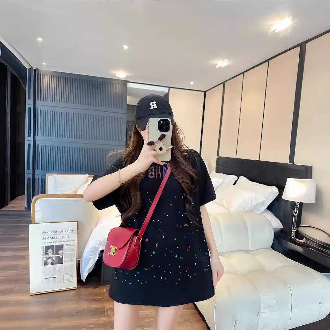 Bomb Street Parent-child Dress One Family Three Summer Short Sleeve Star Family Dress Tidy Baby Mother Womens Dress Fashionable Pure Cotton T-shirt S2
