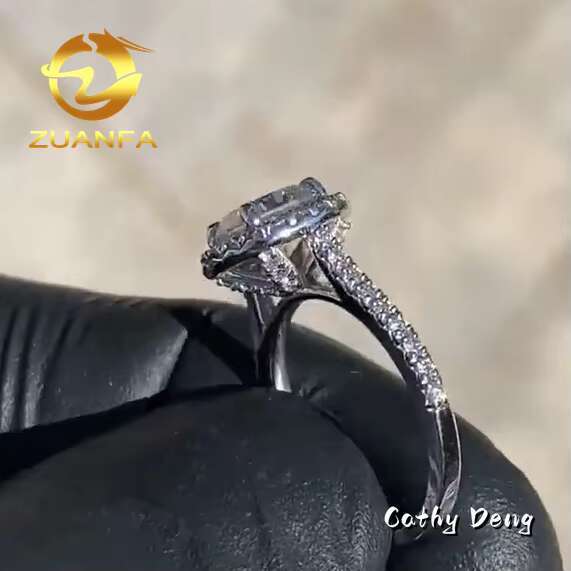 14k White Gold Halo Moissanite Rings Women Engagement Hip Hop Ring GRA Certificate Luxury Moissanite Wedding Ring