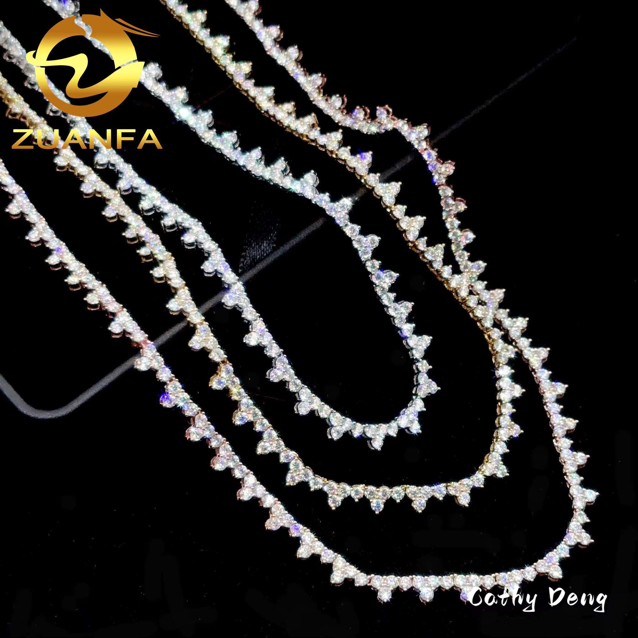 Ready to Ship 3mm Cluster Lab Diamond Tennis Necklace Hip Hop Silver 925 Moissanite Tennis Chain Daily Wear Jewelry