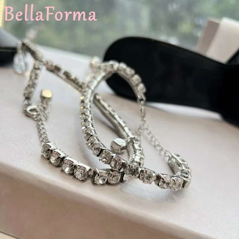 Women's Mesh Chain Shoes Sexy Mature Classic Banquet Wedding Dress Sgback Pointed V-Shaped Crystal High Heels Sandals