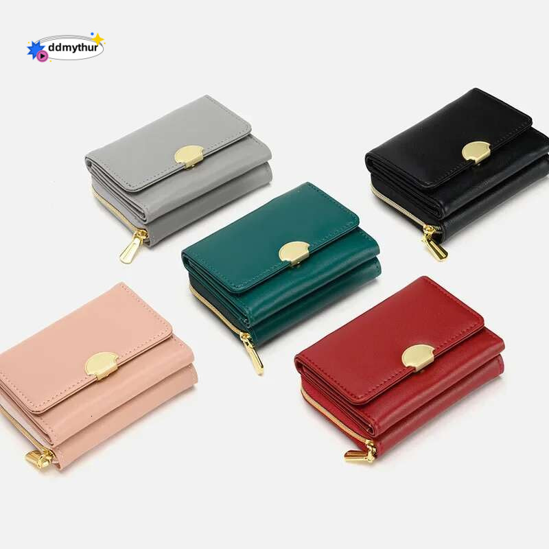 Fashion PU Leather Women Short Wallet High Quality Multifunctional Large Capacity Folding Money Clip Card Bag Zipper Coin Purse ddmythur
