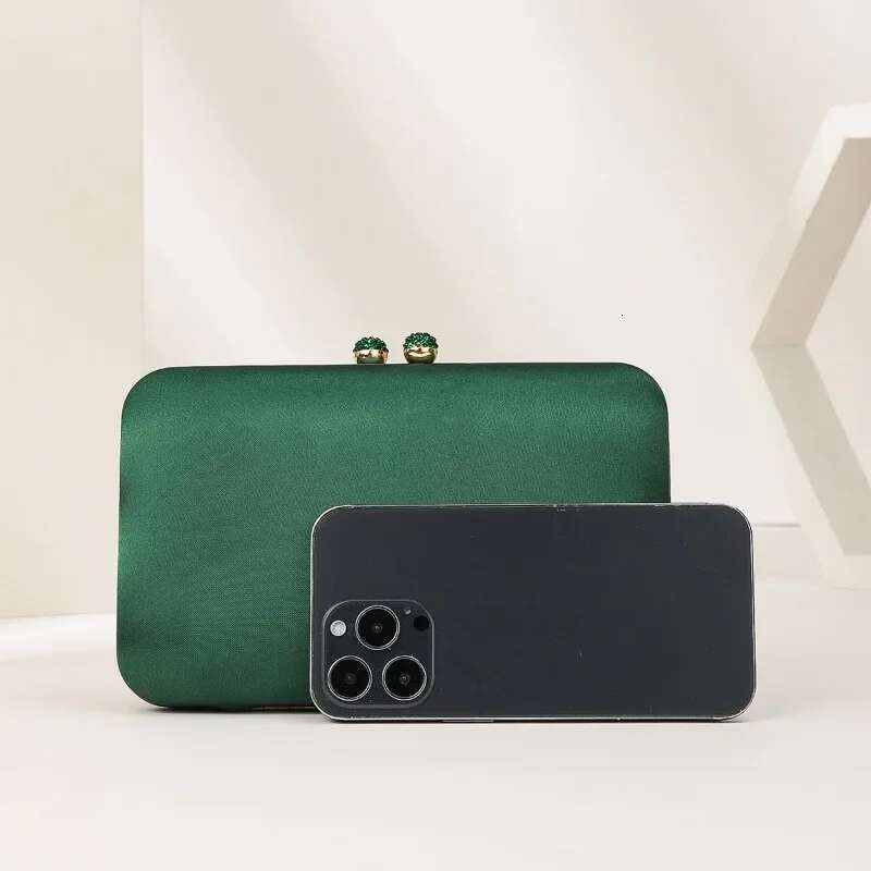 Emerald Silk Like Satin Evening Bag For Women Rhie Solid Color Clutch Purse Elegant Mother Hand Bags Bolsa Feminina